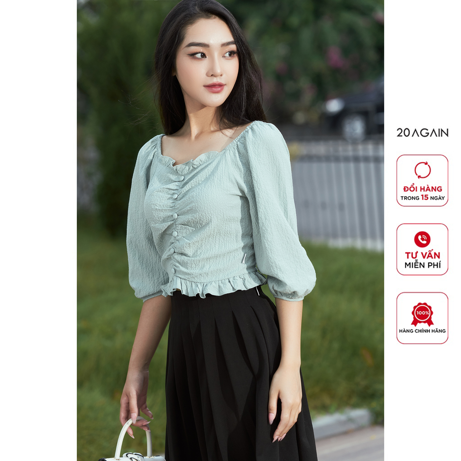 Chân váy xếp ly 20Again, thiết kế basic, nhẹ nhàng JXA2502