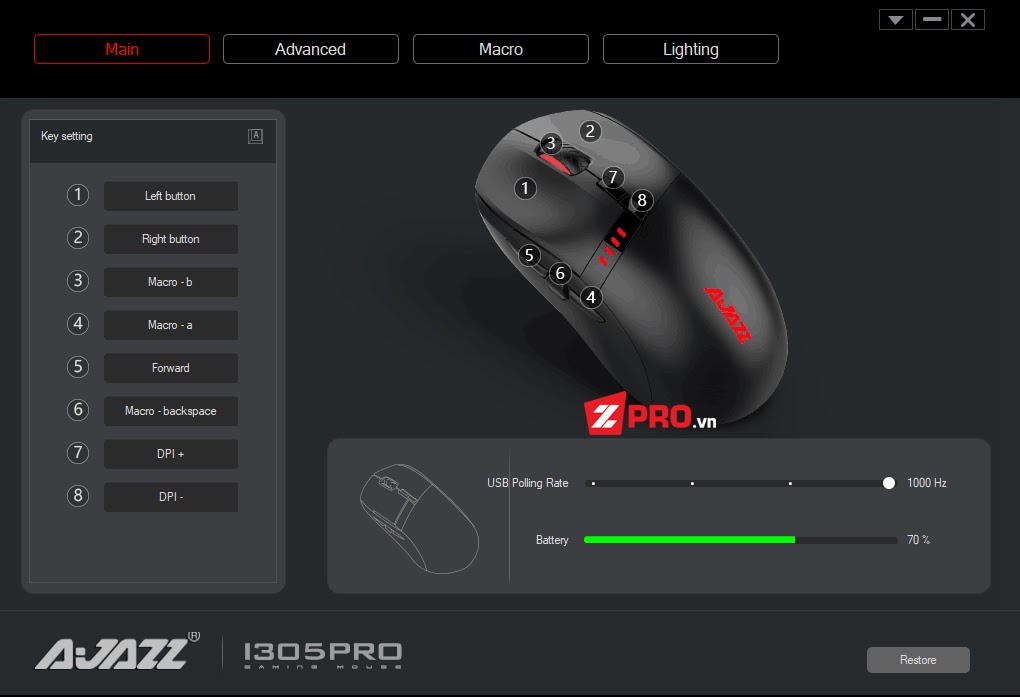 Chuột Gaming Wireless Ajazz i305 Pro - zpro.vn