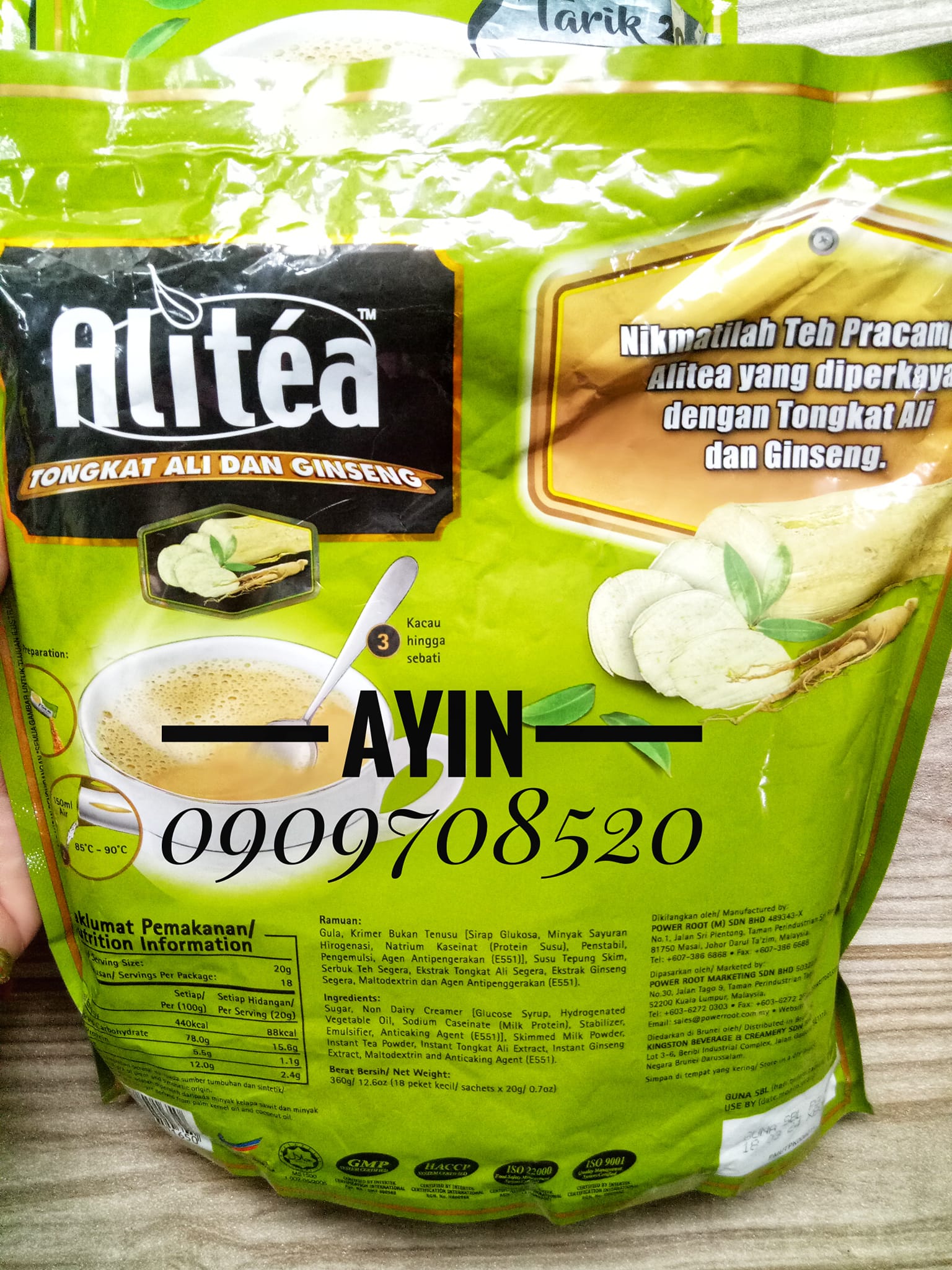 Trà Sữa Alitéa Tongkat Ali & Ginseng Tarik ( 18 Gói x 20g )
