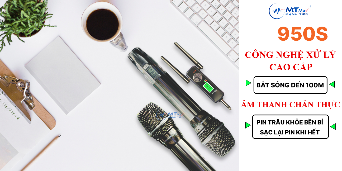 [ Hàng Xịn Giảm 30% ] Micro Cao Cấp 950S - Micro Karaoke Không Dây Đa Năng Sử Dụng Cho Tất Loại Loa Kéo, Vang, Amply Thiết Kế Mới Lạ Siêu Đẹp Bắt Sóng Xa Đến 100M Bảo Hành 12 Tháng