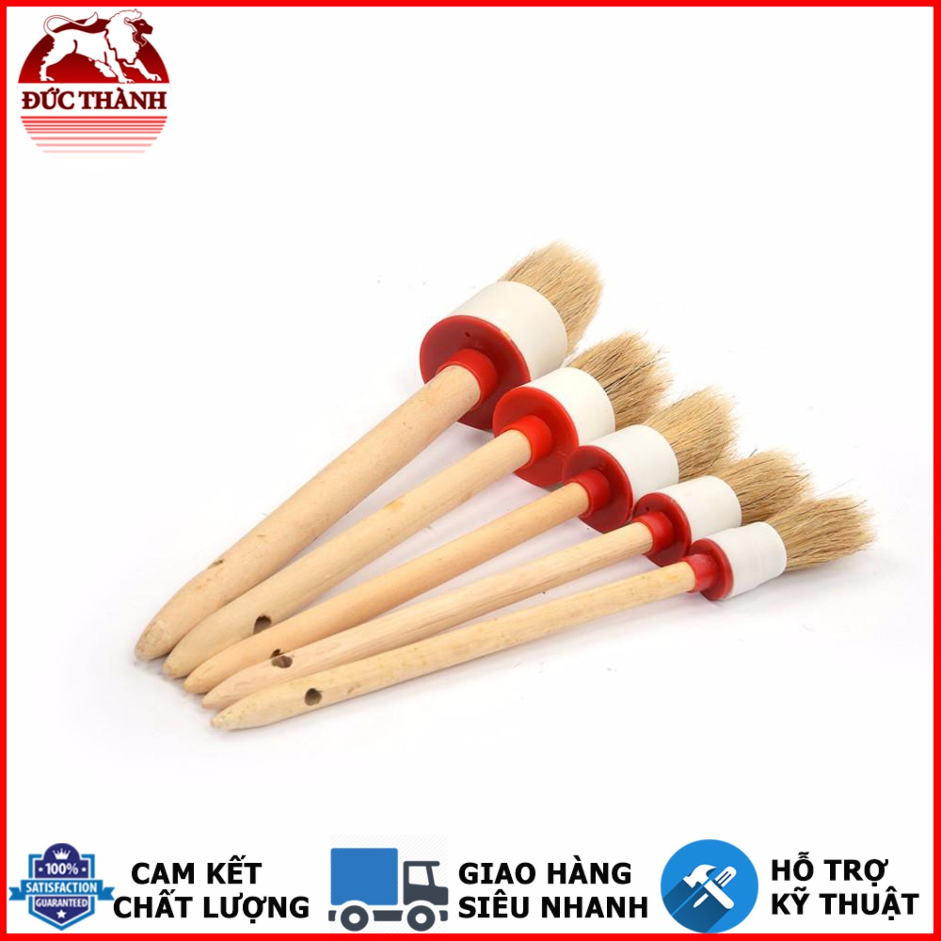 Bộ 5 cọ mềm vệ sinh nội ngoại thất xe tiện dụng chuyên dùng cho detailing xe cao cấp - 5 quy cách (trắng)