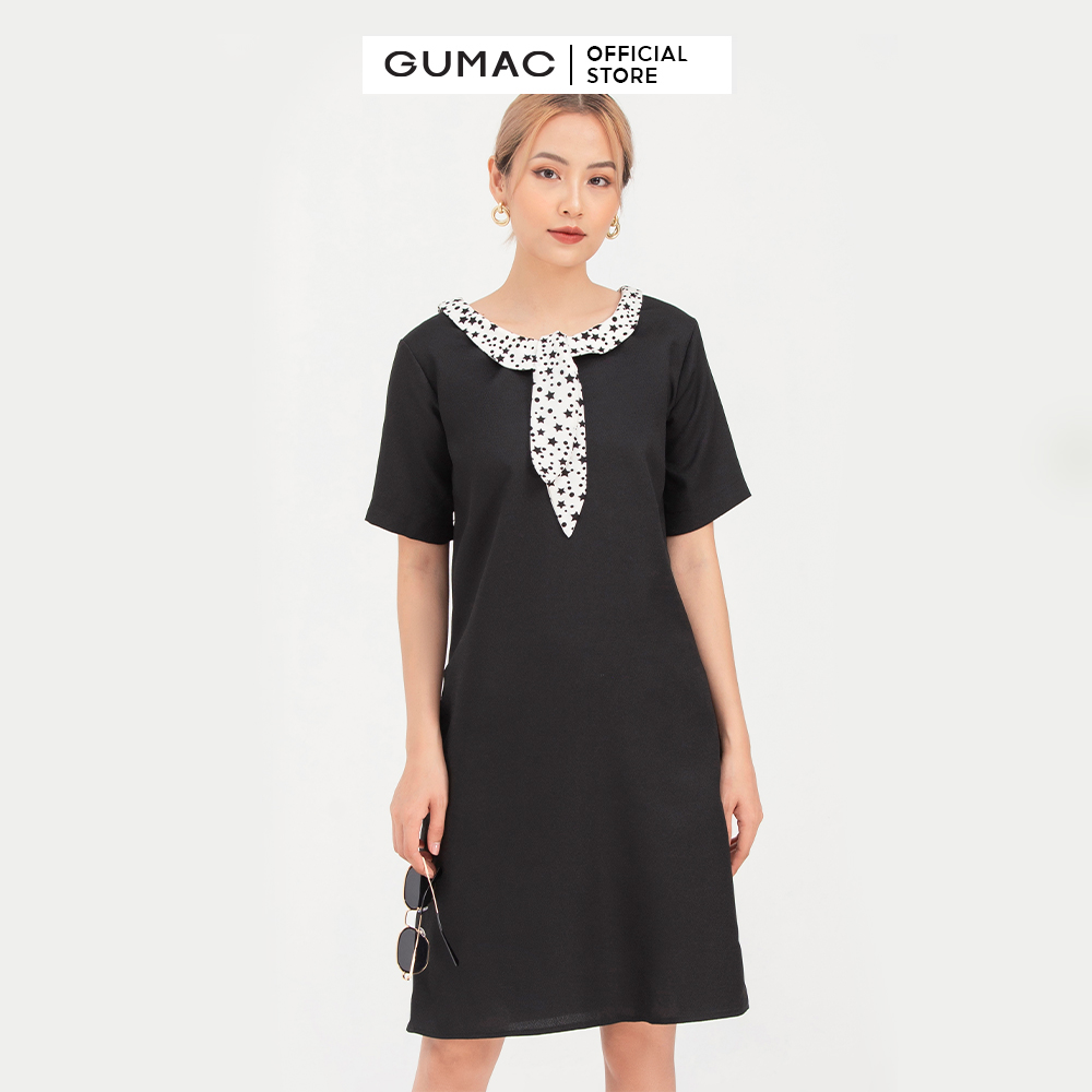 Đầm nữ  suông phối cổ DB757 mẫu mới GUMAC