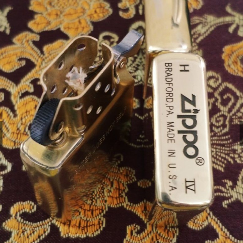 [HCM]Bật lửa Zippo Đồng nguyên khối chữ Nhẫn thư pháp
