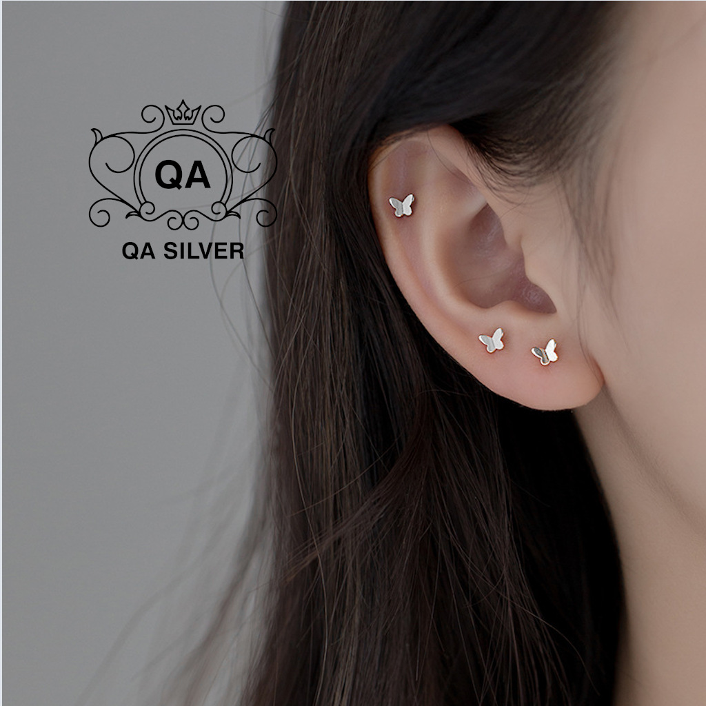 Bông tai bạc 925 bướm khuyên tai bạc hồ điệp nhỏ S925 BUTTERFLY QA SILVER Earrings EA210802