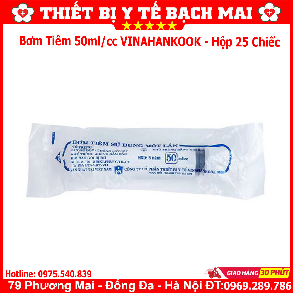 Bơm Kim Tiêm 50ml/cc Vinahankook Hộp 25 Chiếc