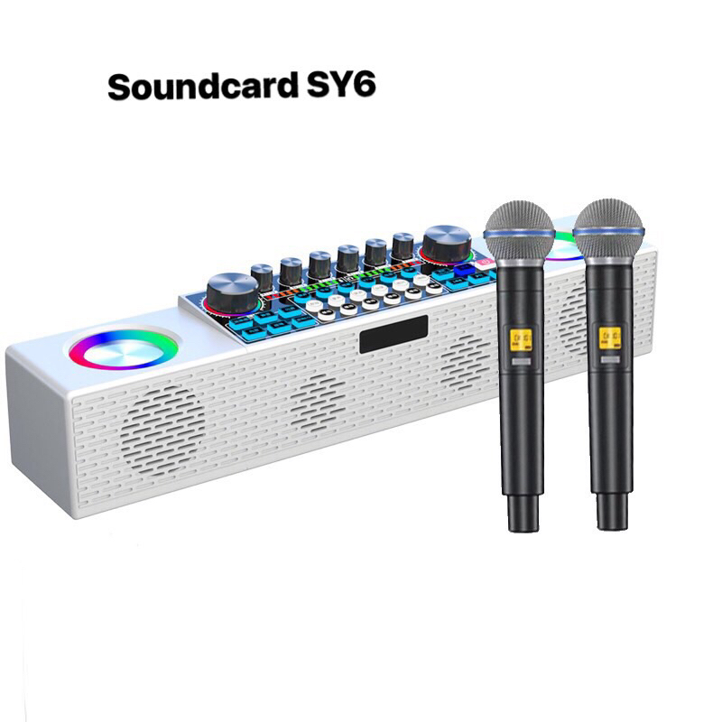 Loa Bluetooth SY6 AUDIO live Stream Kèm 2 micro karaoke không dây