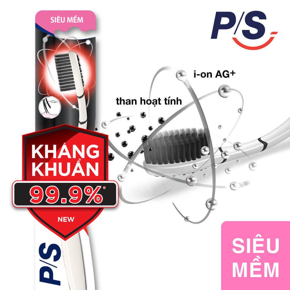 [HCM]Bàn chải đánh răng P/S than bạc kháng khuẩn 99.9%