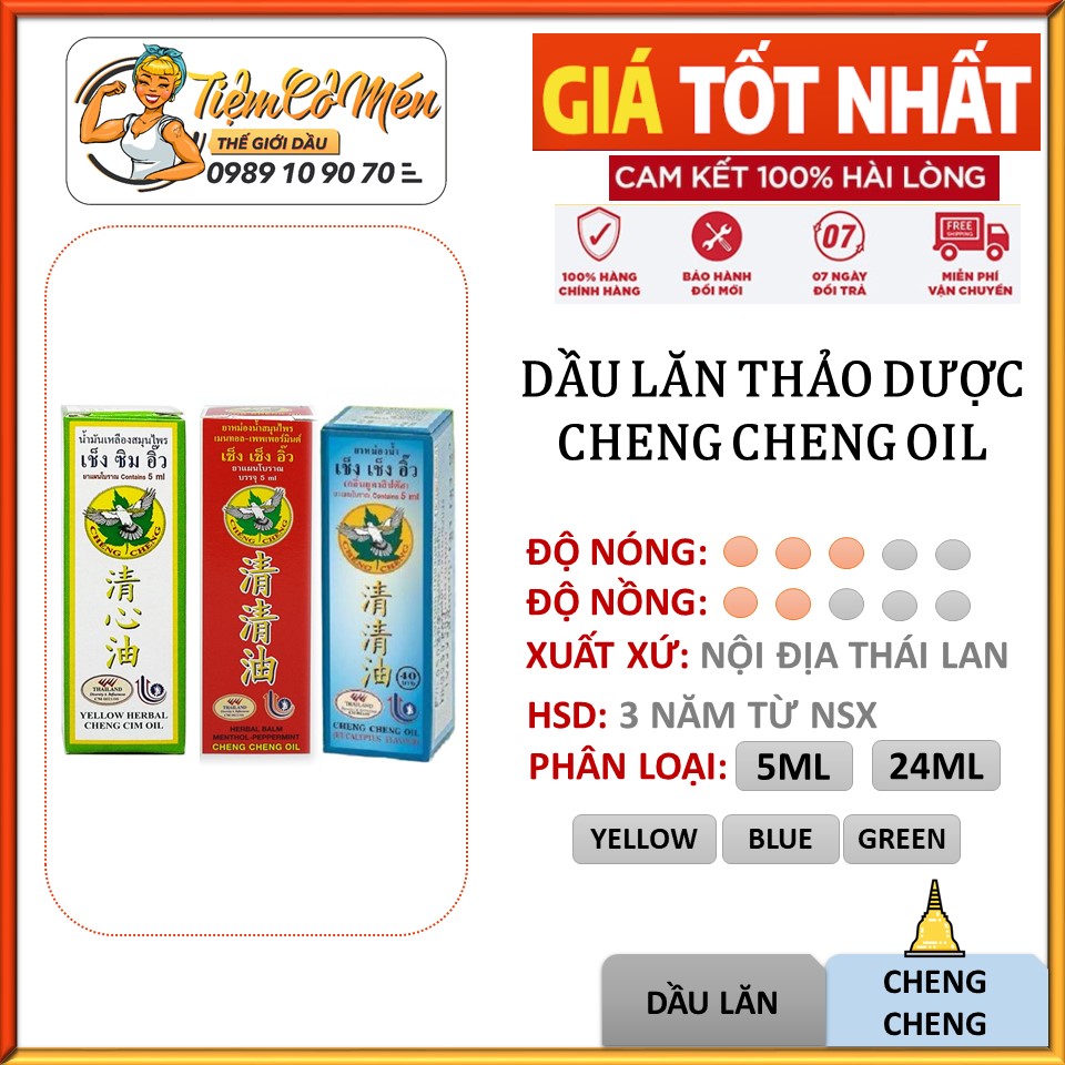 01 Dầu Nóng Cheng Cheng Thái Lan - Đủ Size - 5ml/8ml