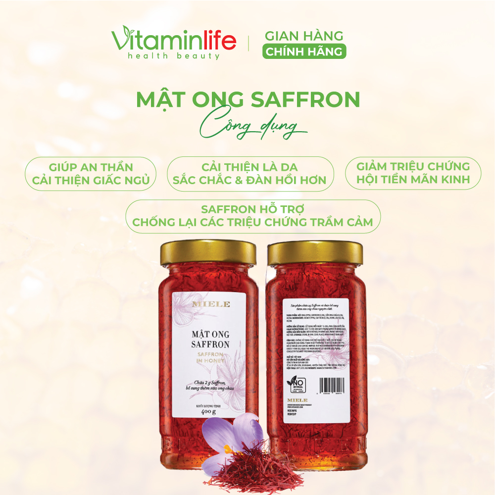 Mật Ong Saffron Miele 250g - 400g - Hàng Chính Hãng VitaminLife