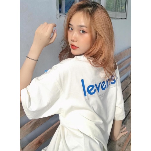 LEVENTS POPULAR LOGO TEE CREAM/ BLUE (BEST SELLER CỦA BST POPULAR)