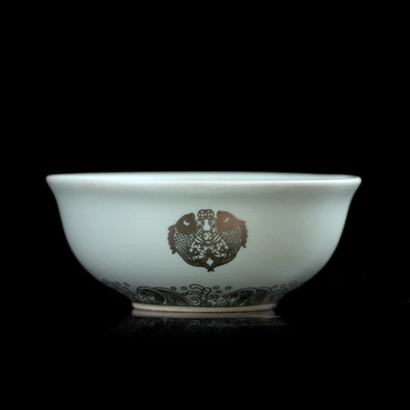 Rudao Ruyao Tea Cup, Kung Fu Tea Set, Ceramic Master Cup, Gold Painted, Open Sheet, Large Single Cup Tea Cup, Tersedia dengan Logo