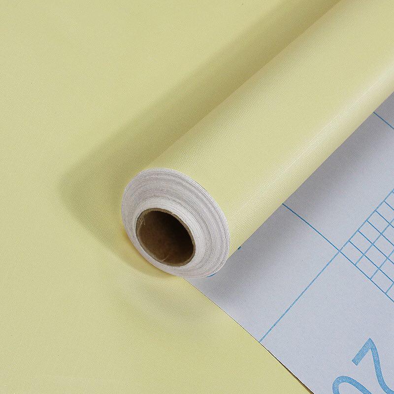 Cuộn 5m decal giấy dán tường Màu Vàng Nhám khổ 45cm keo sẵn dán 2.25 mét vuông