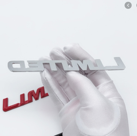 Tem decal chữ kim loại Limited nghiêng