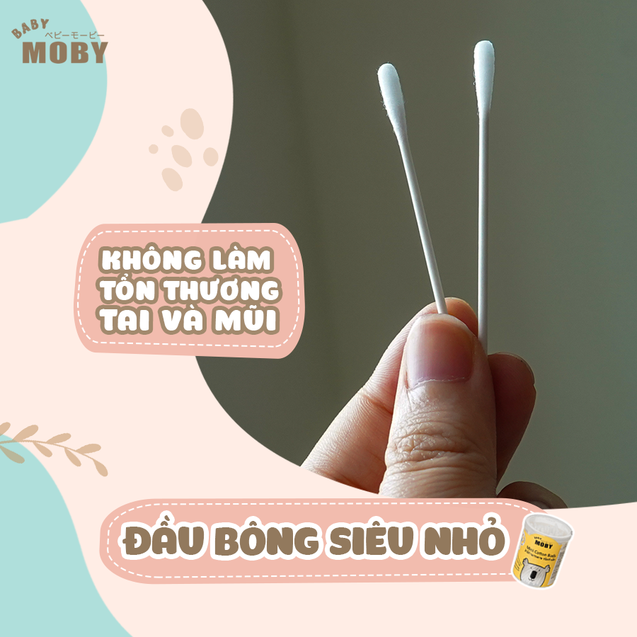 Tăm bông cỡ nhỏ Moby Baby Thái Lan (150 que/hộp)