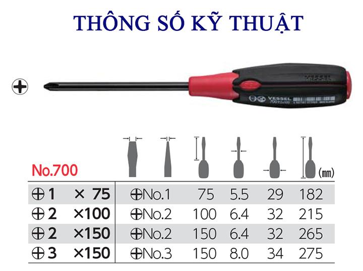 Tô vít tay cầm siêu êm No.700 - Vessel (Nhật Bản)