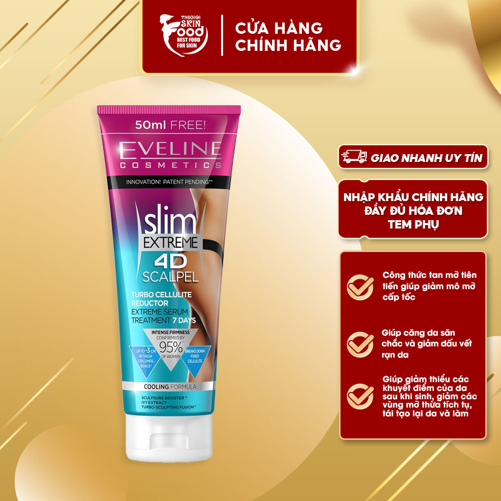 Gel Tan Mỡ, Căng Da Cấp Tốc Eveline Cosmetics Slim Extreme 4D Scalpel Turbo Cellulite Reductor 250ml