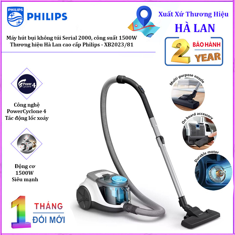 [24 months warranty] Philips xb2023/81 bagless vacuum, serial 2000, power 1500W