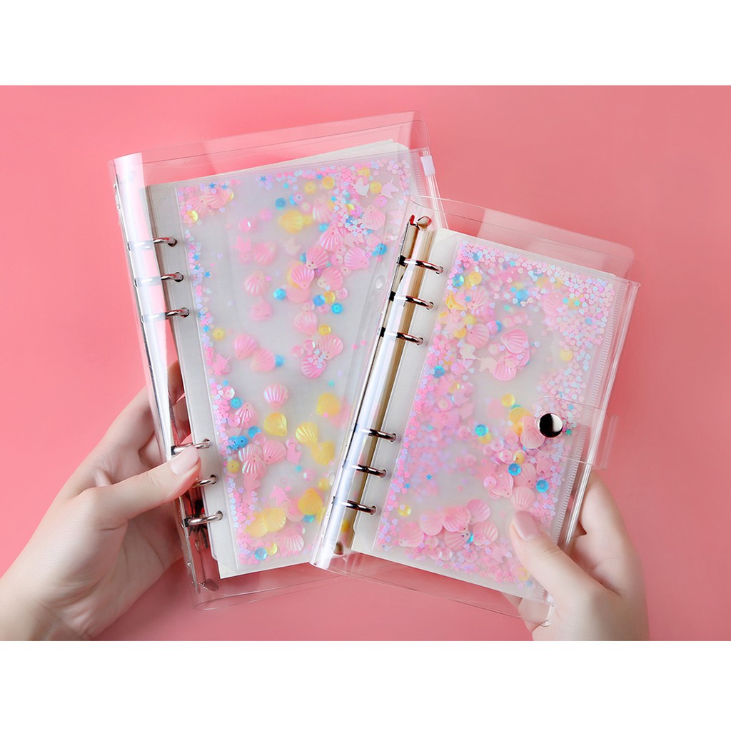 Túi zip Lấp lánh 6 lỗ sổ còng Planner A5/A6