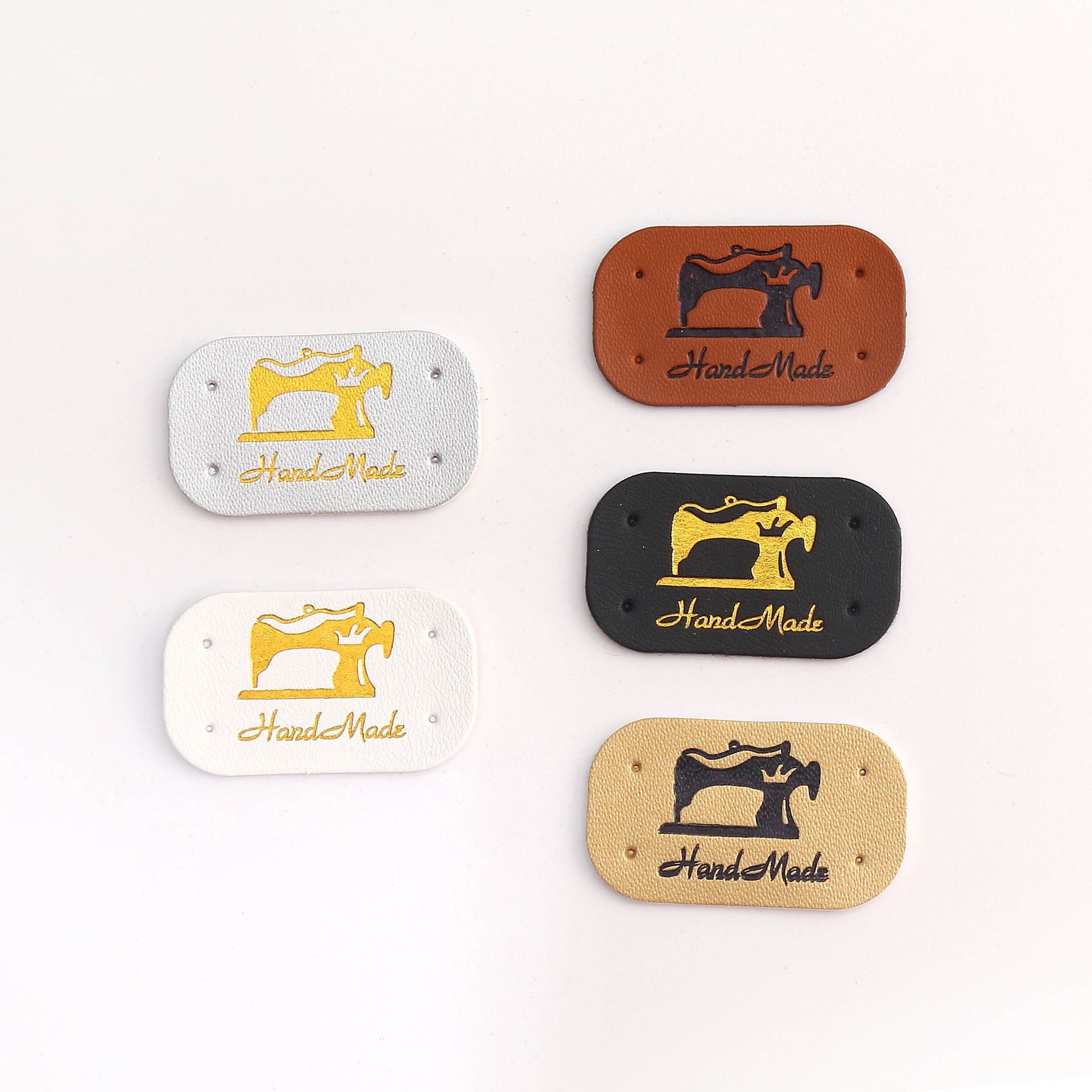 miếng da in  handmade tag miếng da dán khăn mũ quần áo