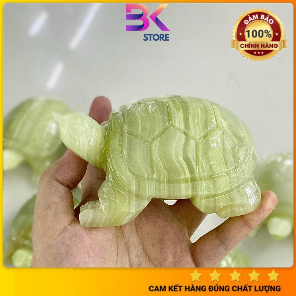 Tượng con rùa phong thủy đá xanh paskitan để bàn làm việc - 8cm,10cm