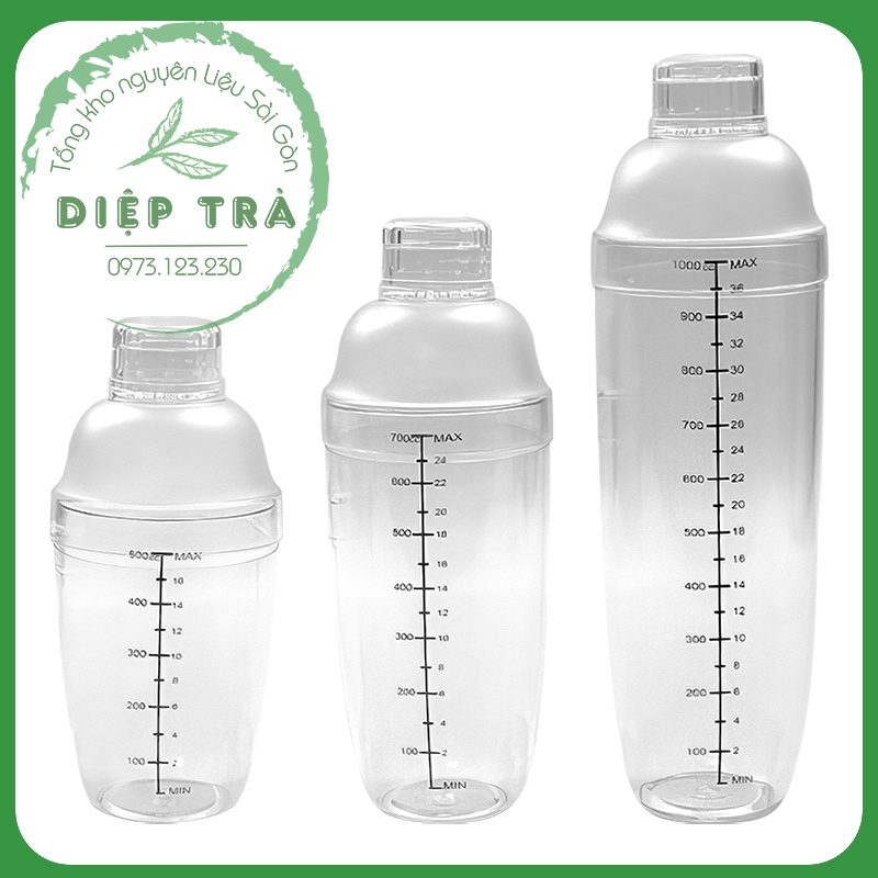 Bình lắc shaker 500ml/700ml/1000ml dày, chia vạch đen