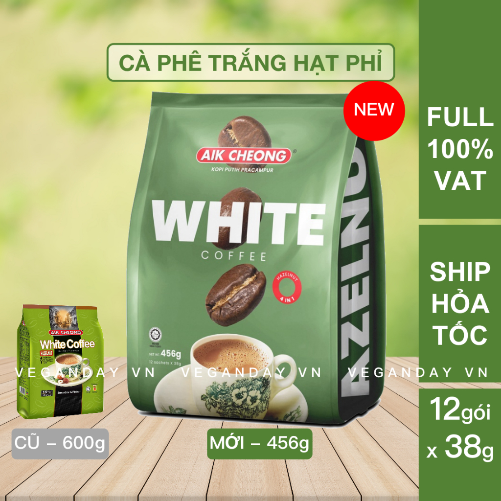 Cà Phê Trắng Hạt Phỉ 4 Trong 1 Aik Cheong Malaysia - White Coffee Hazelnut (15 Gói x 40g)
