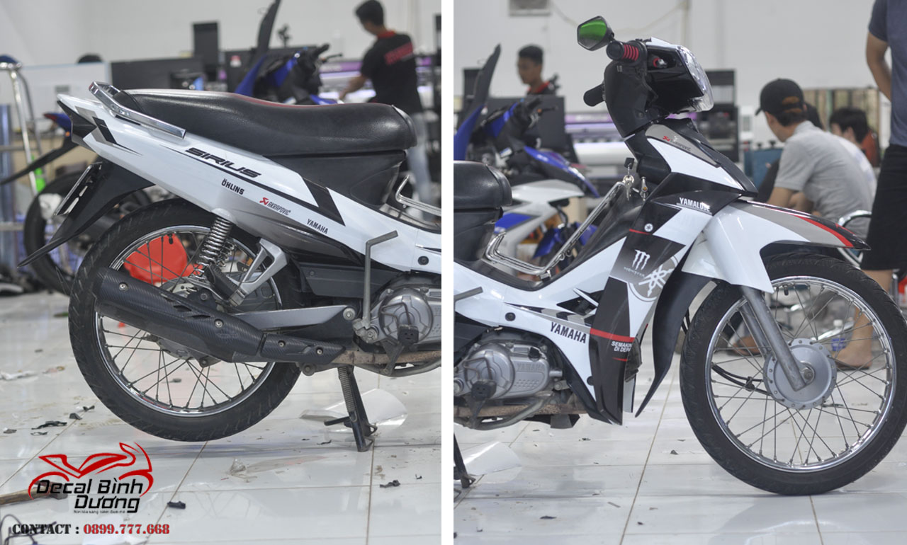 Tem Trùm Xe Sirius Trắng Đen