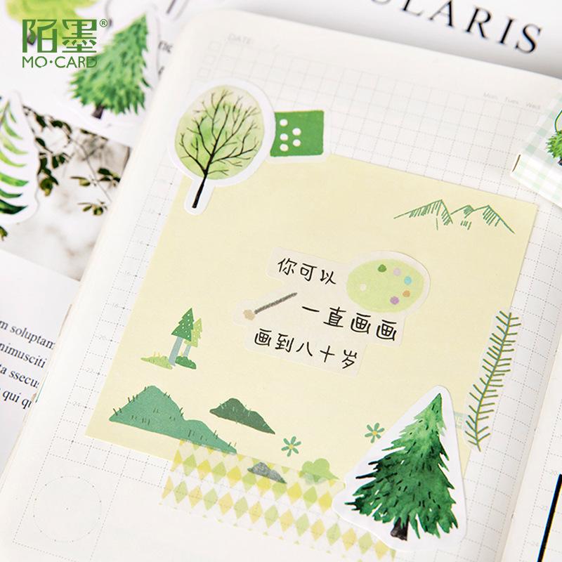 [HCM]Hộp 45 sticker Cây Rừng trang trí planner scrapbook