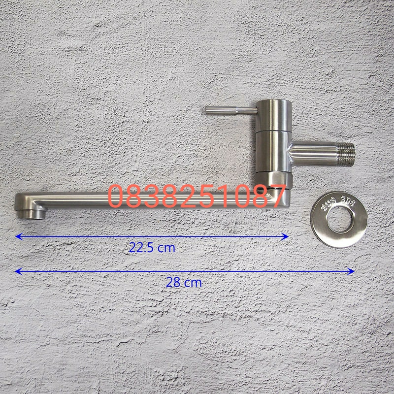 Vòi hồ mỏ dài inox 304 xoay 360