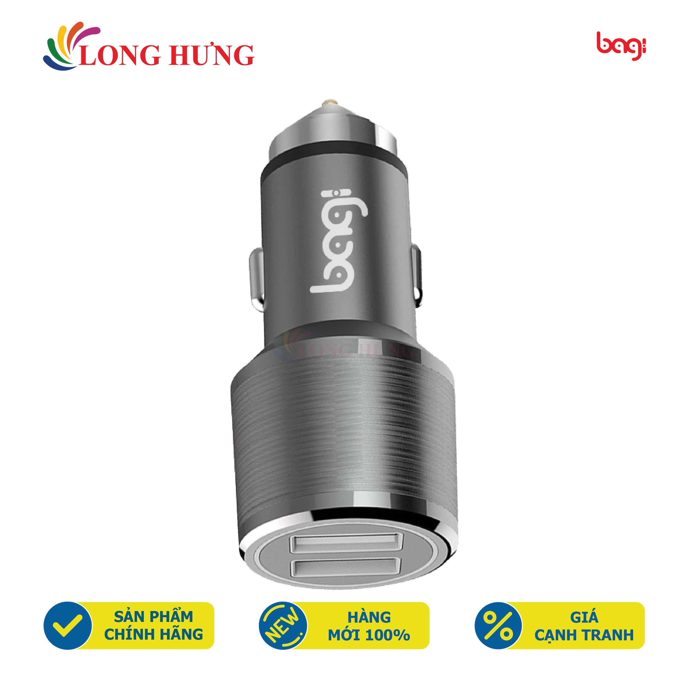 Cốc sạc xe hơi Bagi QC 3.0 2A 2USB CC-O30 - Hàng chính hãng - Cổng ra 2USB Dòng điện ổn định Tuổi thọ cực cao