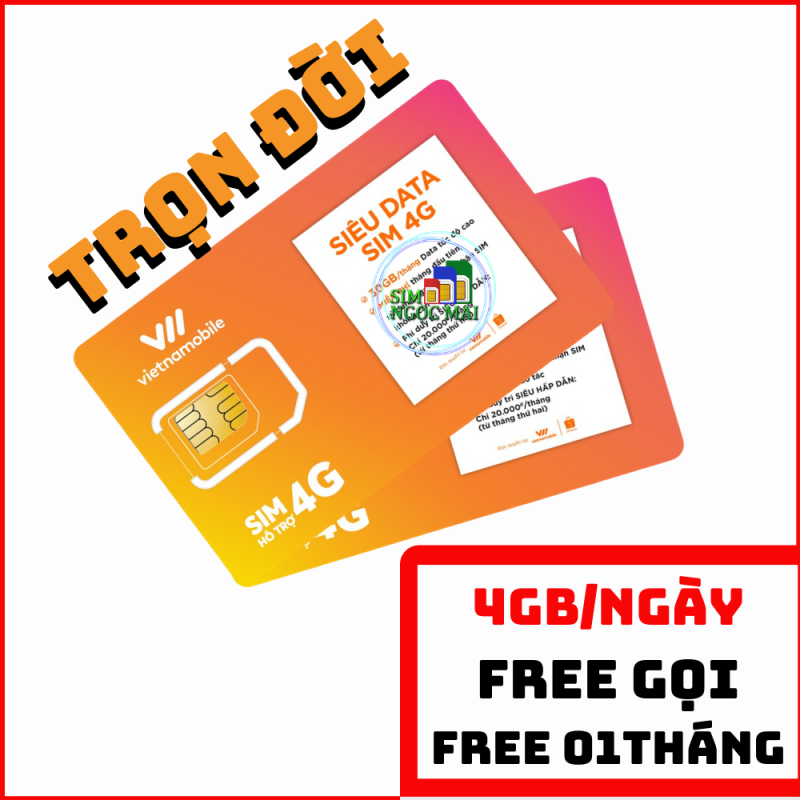 Siêu Thánh Sim 4G Vietnamobile Gói Cước Trọn Đời - 180GB DATA - 6GB/NGÀY - SIM NGỌC MAI