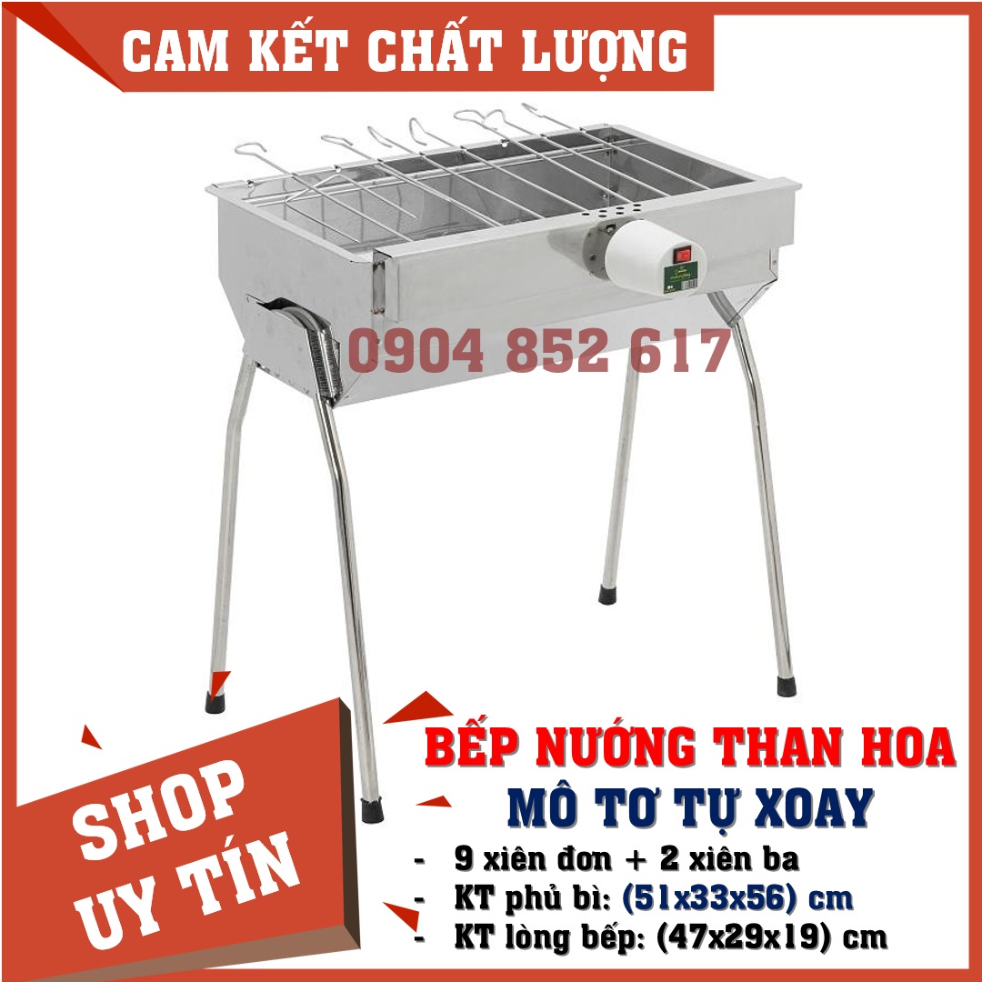 Bếp nướng than hoa TỰ XOAY, Quay cả con chim, gà, cá, sườn. (THIẾT KẾ MỚI ĐỘC QUYỀN)