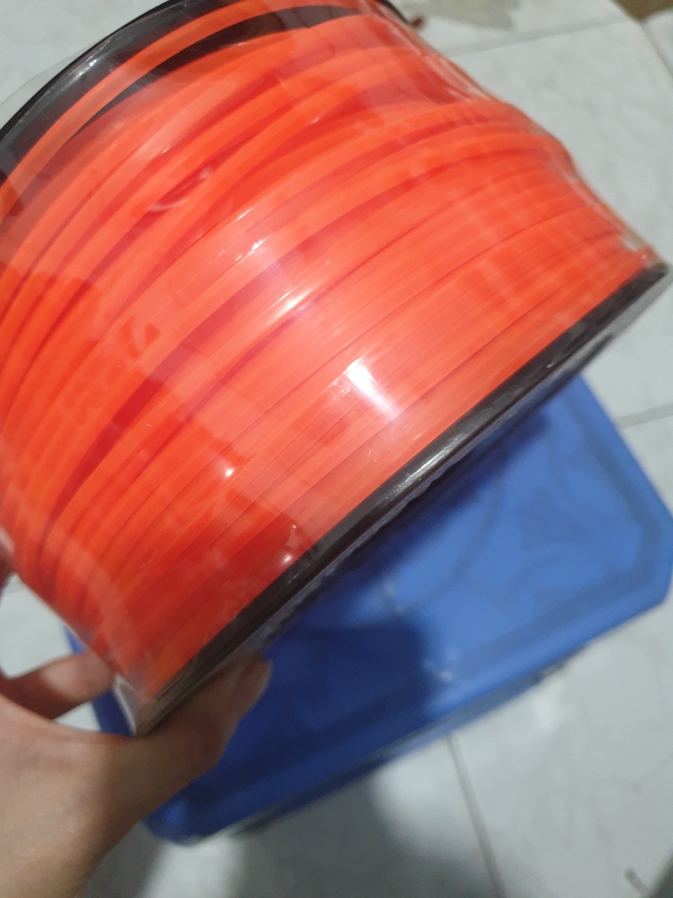 ( 100 MÉT) CUỘN CƯỚC CAM MÁY CẮT CỎ. CƯỚC VUÔNG. 3LY