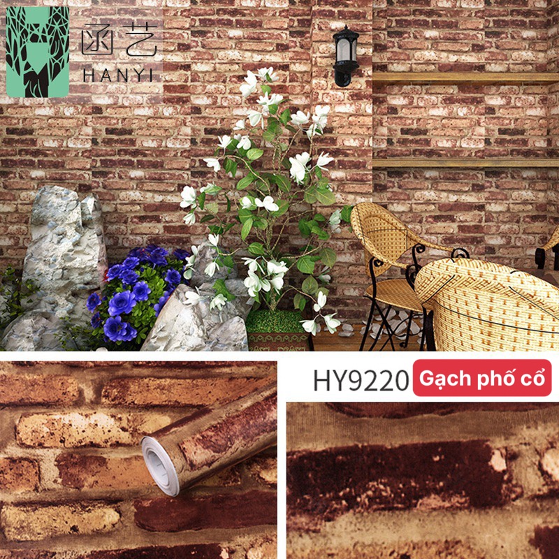 Cuộn 10m x 45cm decal giấy dán tường keo sẵn - gạch đá kp017