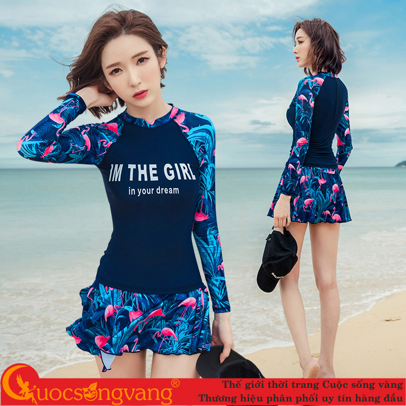 Set đồ bơi nữ có quần rời đồ bơi dài tay nữ big size GLSWIM069 Cuocsongvang