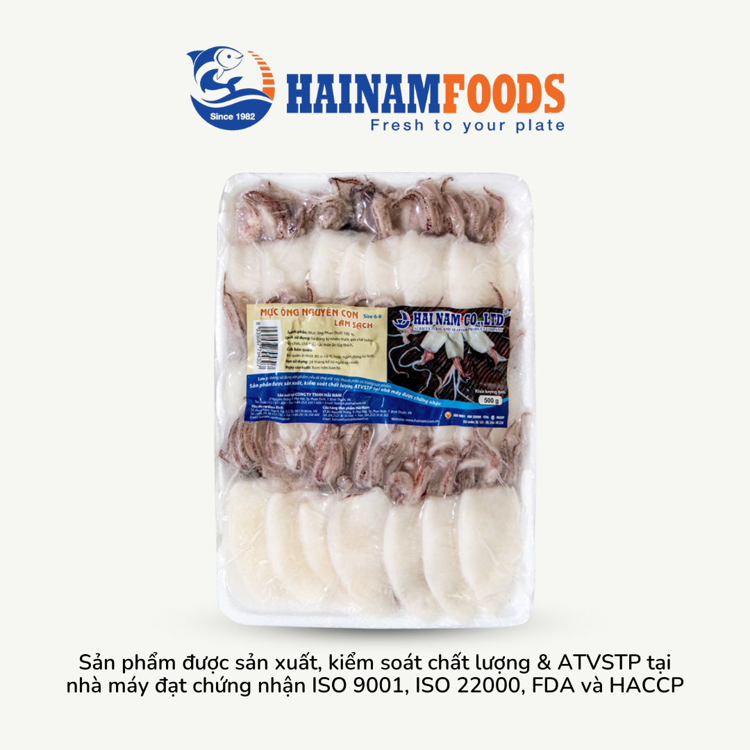 MỰC ỐNG NGUYÊN CON LÀM SẠCH HẢI NAM FOODS