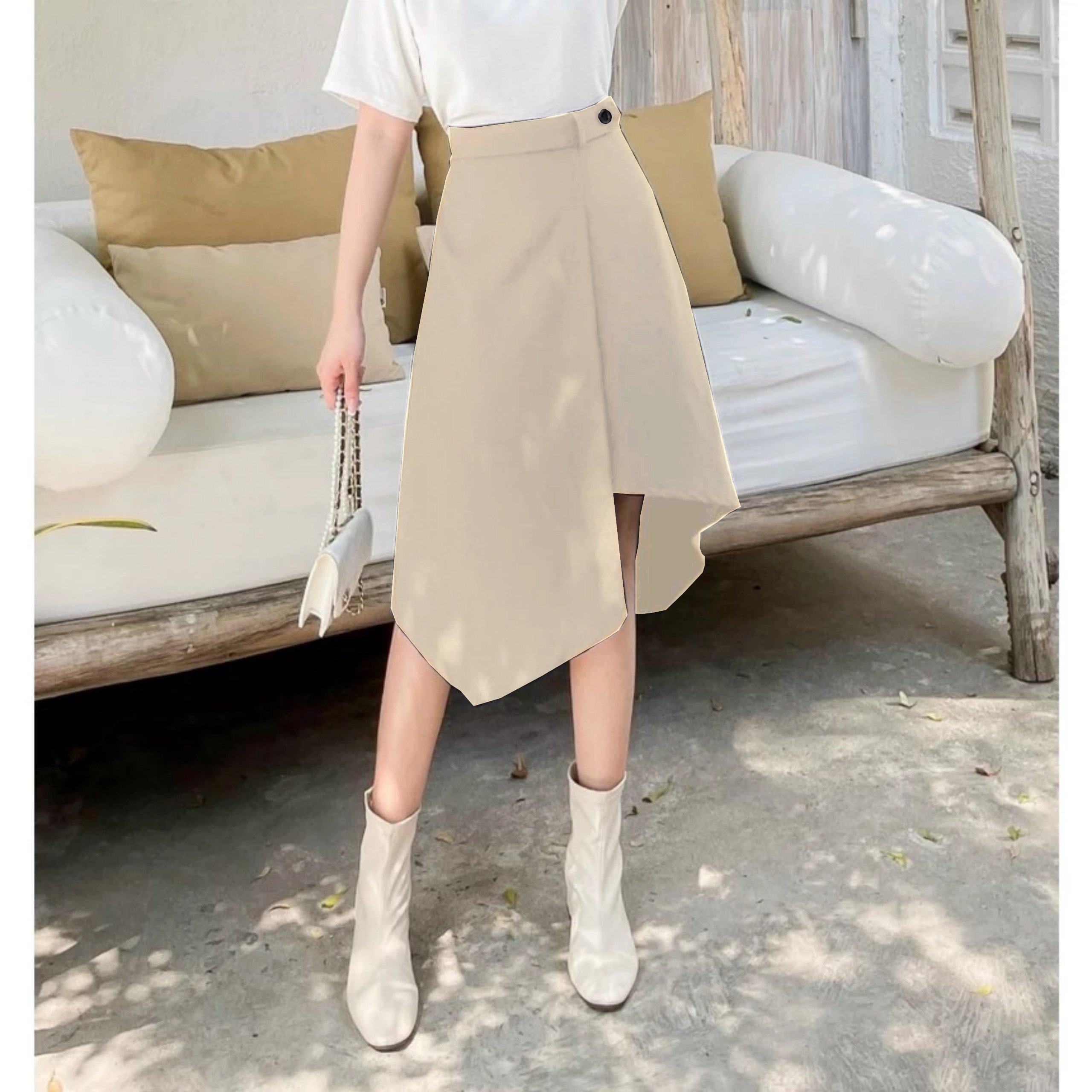 CHÂN VÁY XÉO LỆCH TÀ ĐẮP XÉO