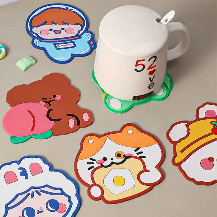 Miếng lót ly Đế Lót Cốc dẻo họa tiết hình 3D Cute Tiên Dụng