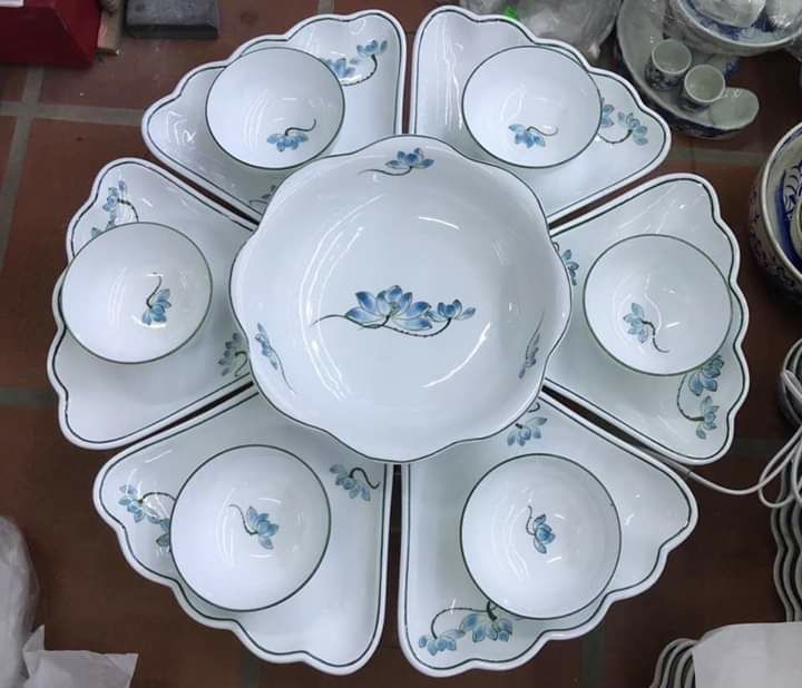Bộ đĩa mặt trời sứ Bát Tràng