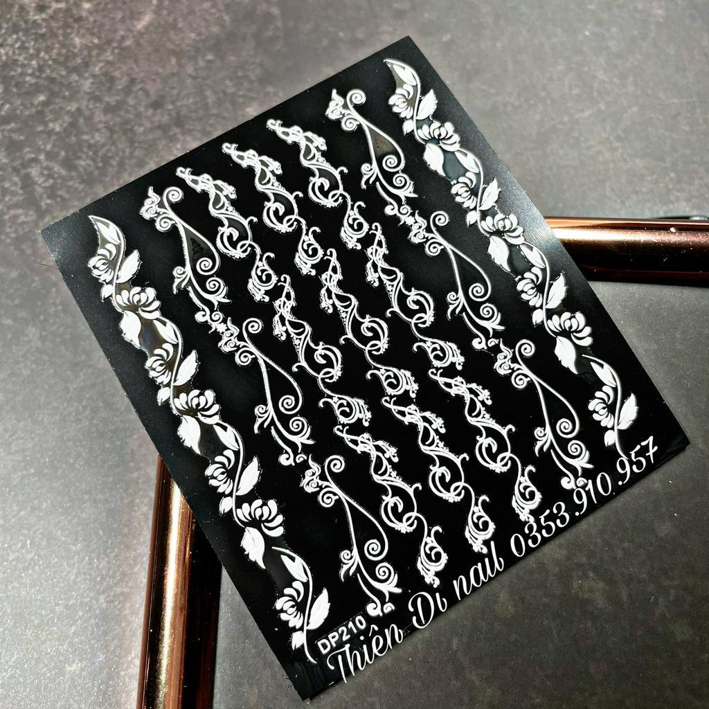 Stick hoa trắng dán móng, stick hoa nổi 3D MOON NAIL