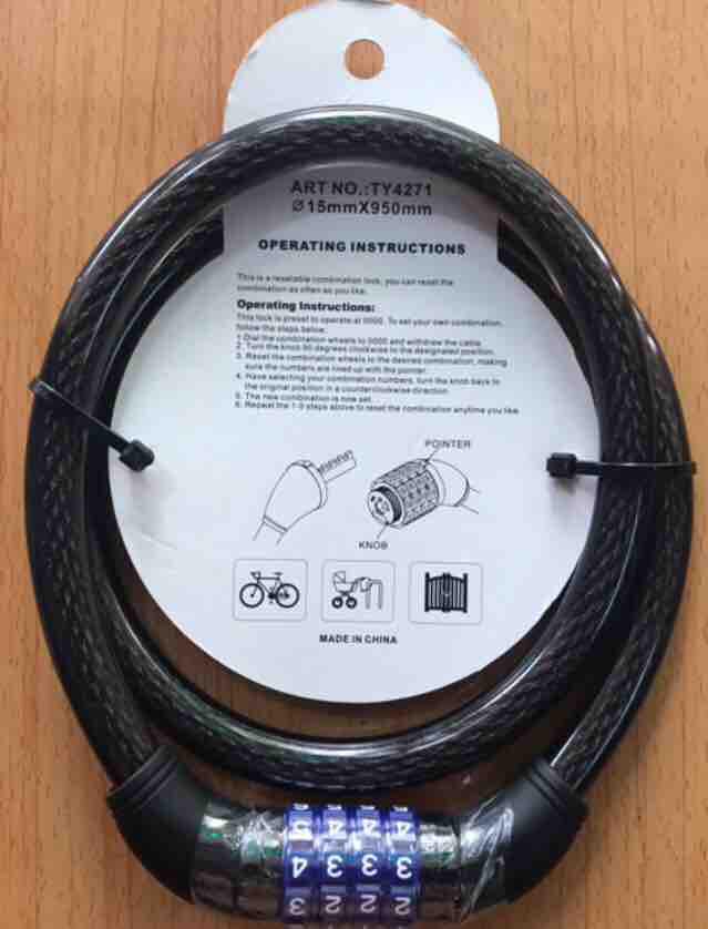 Ổ khoá dây cáp 4 số TONYON dày 15mm