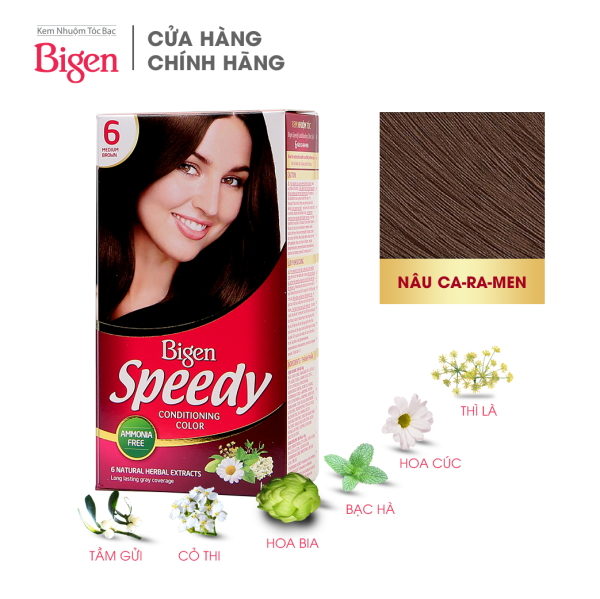 Thuốc nhuộm dưỡng tóc phủ bạc thảo dược Bigen Speedy Thương hiệu Nhật Bản 80ml dạng kem - Nâu Caramen 6 nhập khẩu