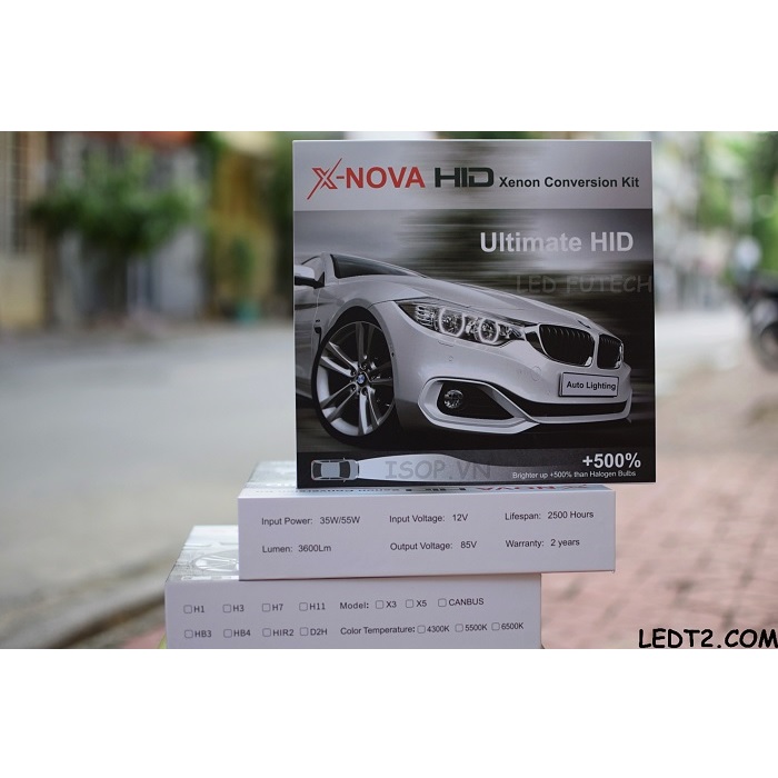[LEDT2 ISOP] X-Nova HID Xenon Conversion Kit 35w tăng sáng +350% [Số lượng: 1 cặp] [Bảo hành 2 năm]