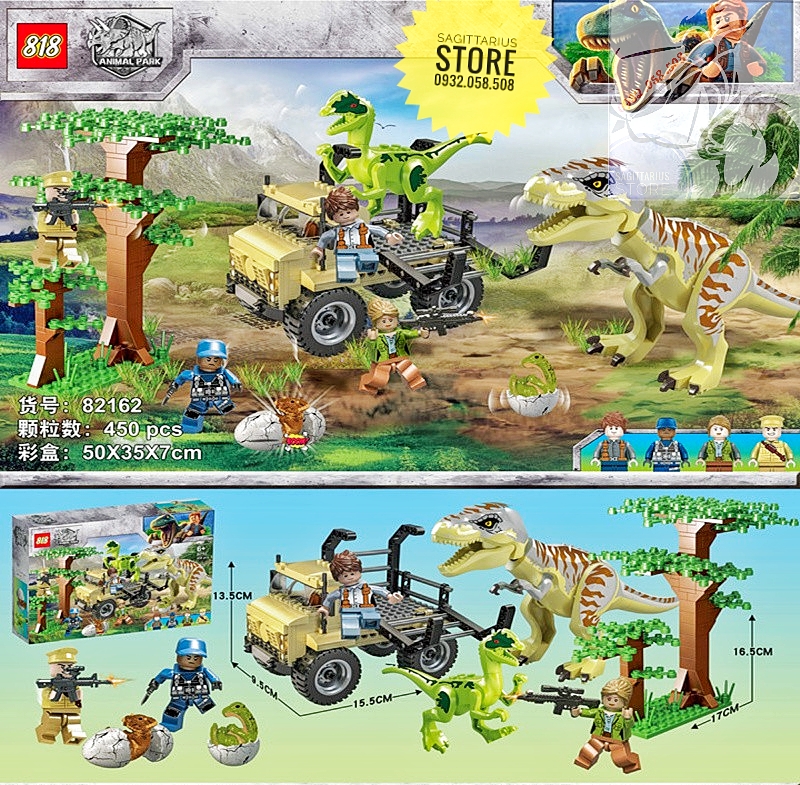[HCM]Bộ Lego 818 - 82162 Lắp Ráp Công Viên Khủng Long ver2.0 ( 450 Mảnh )