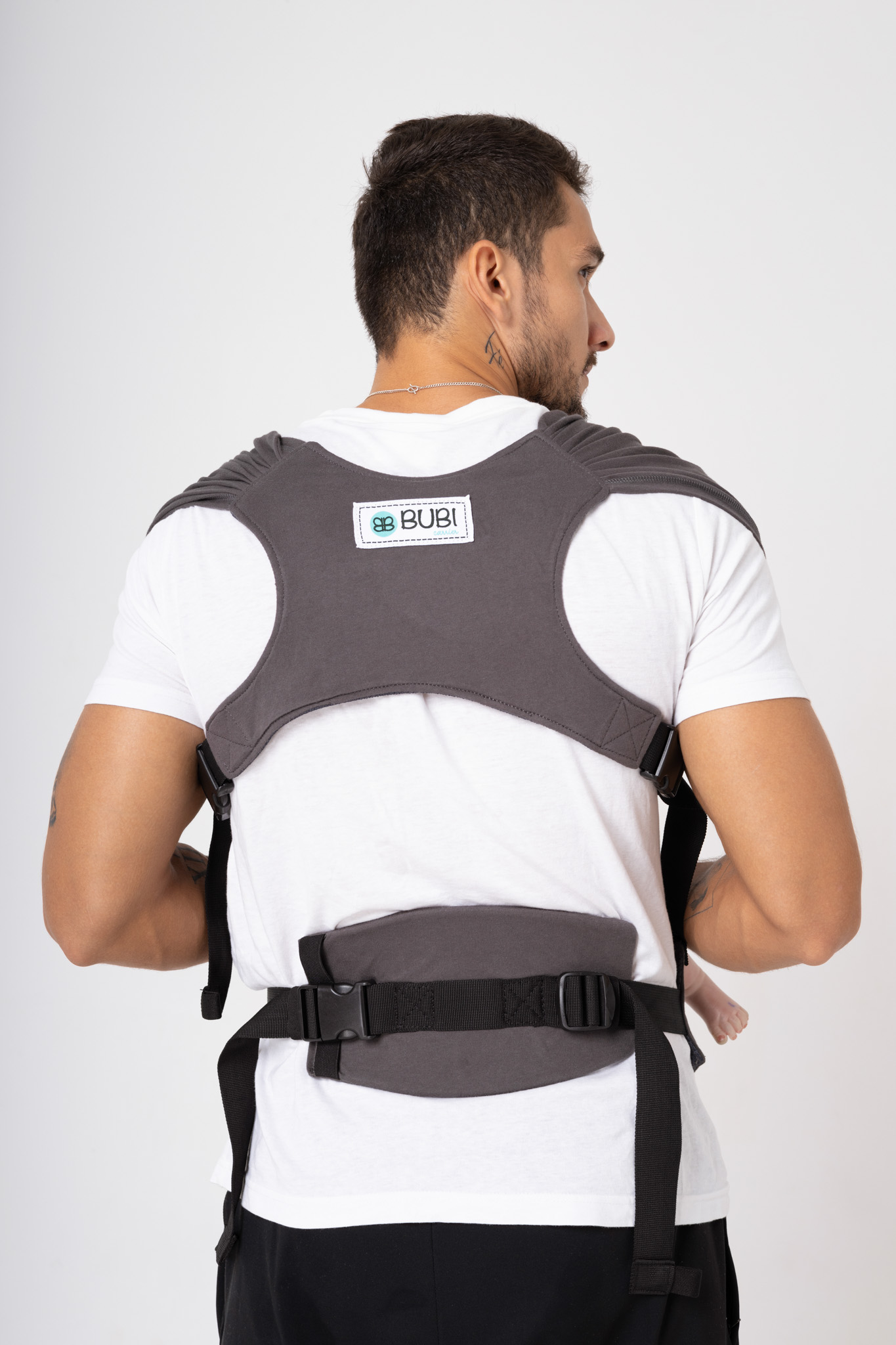 Địu vải BUBI Gen 3 - Cotton - Xám đậm