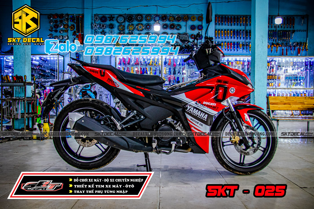 Tem trùm exciter 155 đỏ trắng đen ohlin