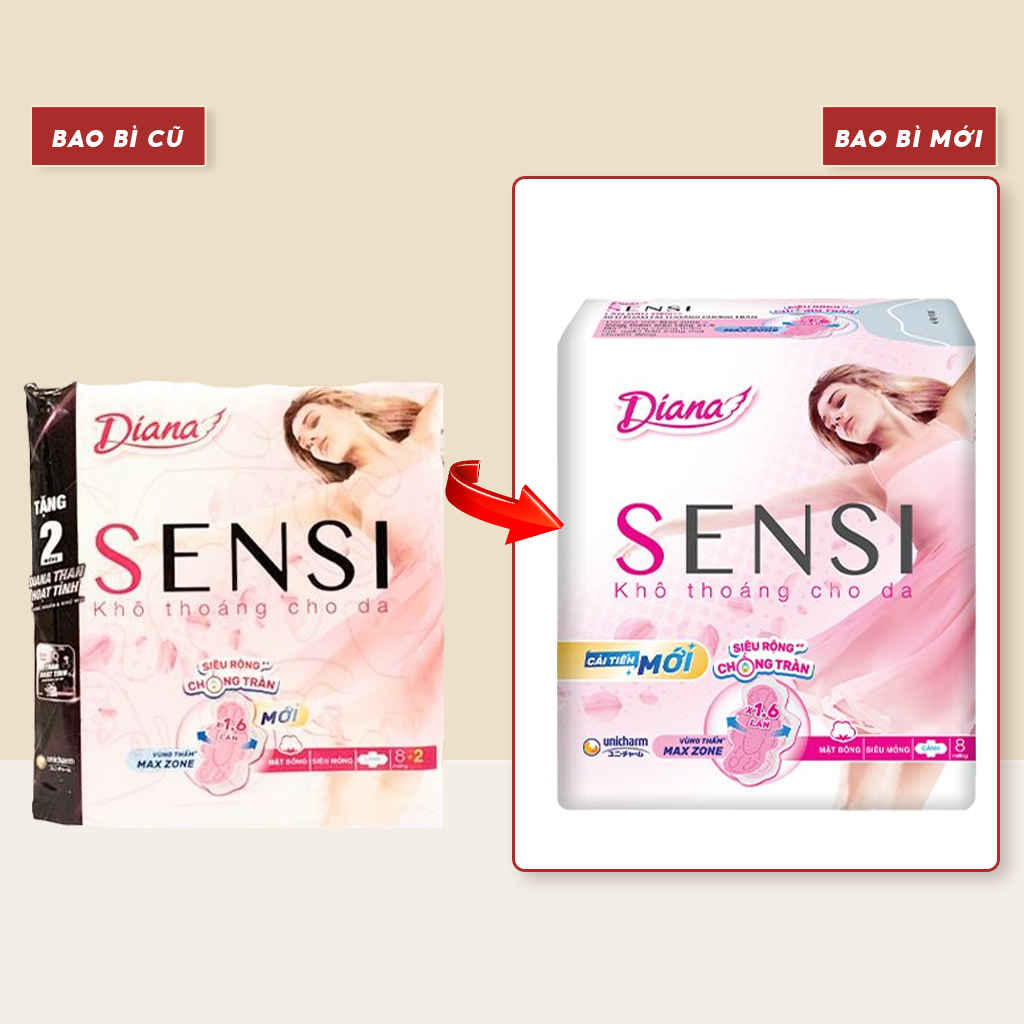 Băng Vệ Sinh Diana Sensi Siêu Mỏng Có Cánh - 8 Miếng (Che tên sản phẩm khi giao hàng)