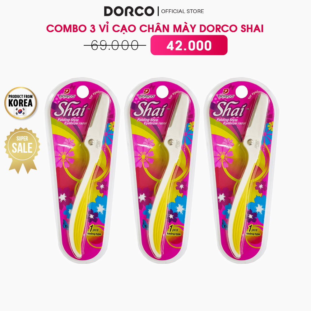 Combo 3 Dao Cạo Chân Mày Dorco Shai Folding Style