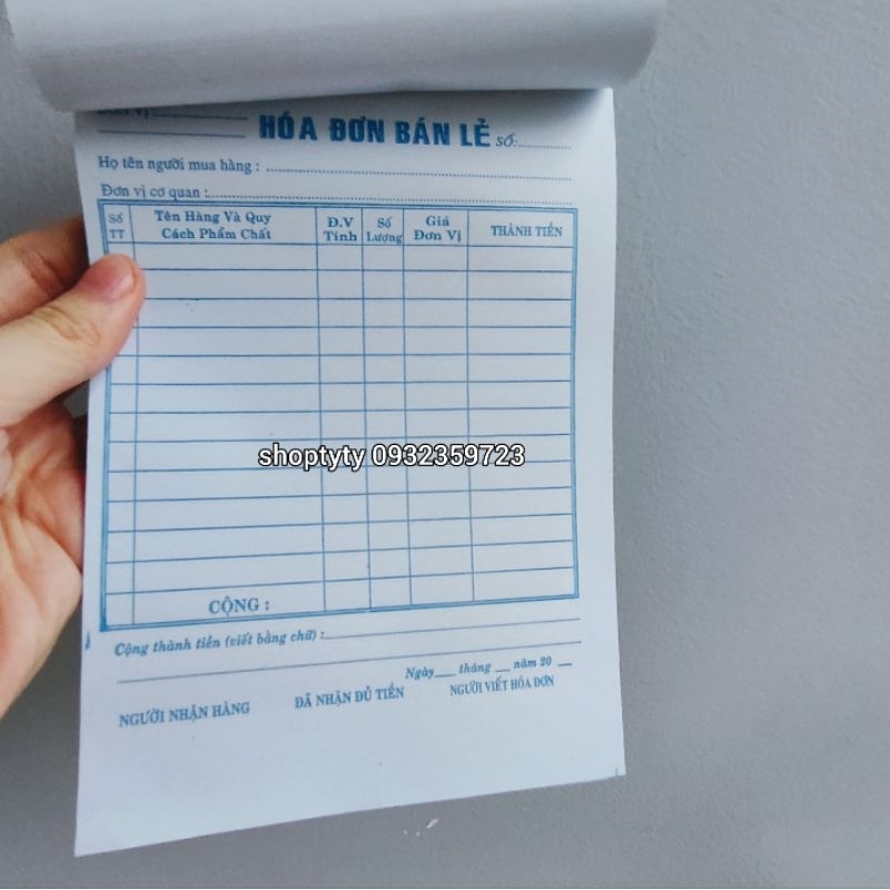 10 Cuốn Sổ Hóa Đơn 1 Liên ( 80 tờ )Ghi Giá