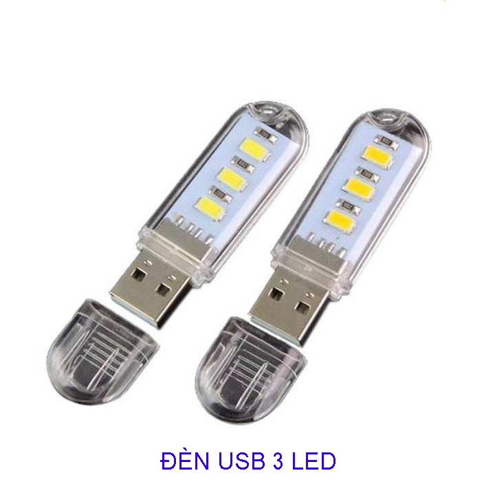 Đèn led cắm cổng USB 3 bóng mini - Ánh sáng trắng